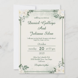 Convite de Casamento Minimalista com Verdor