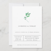 Convite de Casamento Minimalista com Verdor Modern
