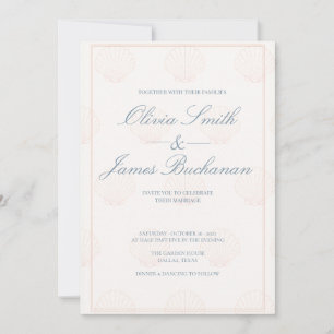 Convite de Casamento Minimalista Concha Costeira