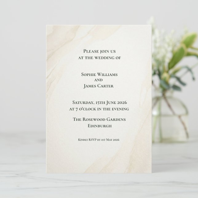 Convite de Casamento Minimalista de Eucalipto (Em pé/Frente)