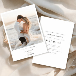 Convite de Casamento Minimalista de Foto em Praia 