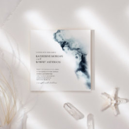Convite de Casamento Minimalista de Ondas de Aquar