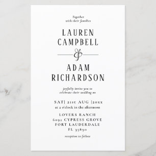 Convite de Casamento Minimalista de Orçamento