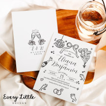 Convite de Casamento Minimalista Desenhado à Mão