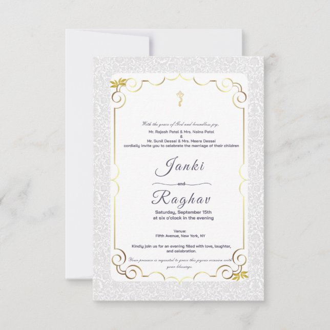 Convite de casamento minimalista do ganesha indian (Frente)
