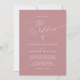 Convite de Casamento Minimalista Dusty Rosa