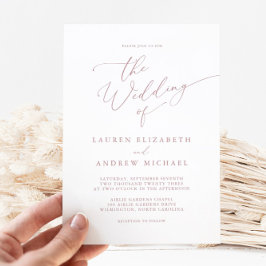 Convite de Casamento Minimalista Dusty Rosa