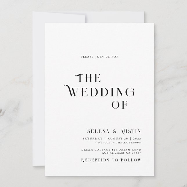 Convite de casamento minimalista e chique (Frente)
