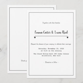 Convite de Casamento Minimalista Editável Moderno
