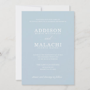 Convite De Casamento Minimalista Elegante Azul Cla