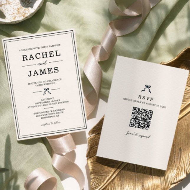 Convite de Casamento Minimalista Elegante Coquette (Criador carregado)