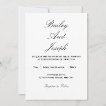 Convite de Casamento Minimalista Elegante em Scrip