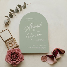 Convite de Casamento Minimalista Elegante em Verde