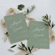 Convite de Casamento Minimalista Elegante em Verde