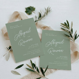 Convite de Casamento Minimalista Elegante em Verde