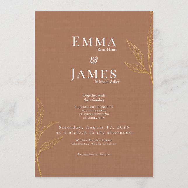 Convite de Casamento Minimalista Elegante | Modern (Frente)