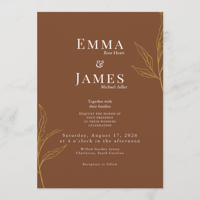 Convite de Casamento Minimalista Elegante | Modern (Frente)