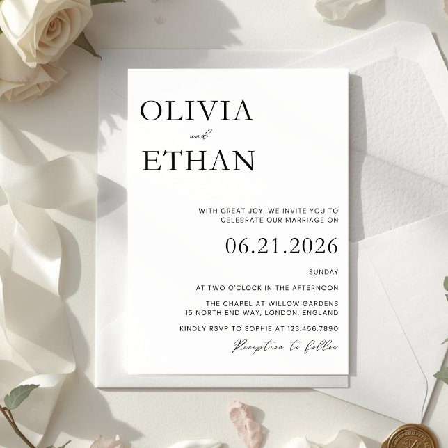 Convite de Casamento Minimalista Elegante Moderno (Criador carregado)