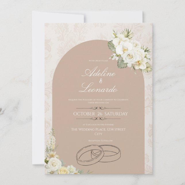 Convite de Casamento Minimalista Elegante – Neutro (Frente)
