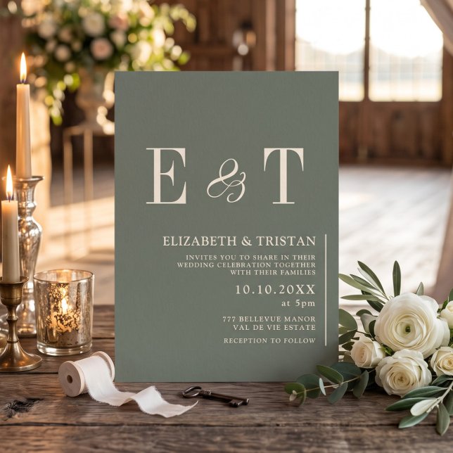 Convite de Casamento Minimalista Elegante Sábio (Criador carregado)