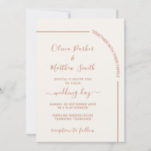 Convite de Casamento Minimalista Elegante Terracot