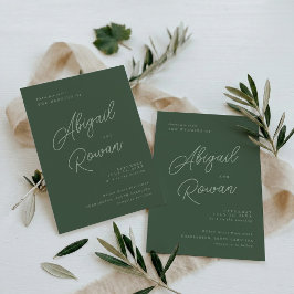 Convite de Casamento Minimalista Elegante Verde Fl