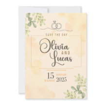 Convite de Casamento Minimalista em Aquarela Elega
