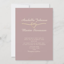 Convite de Casamento Minimalista em Dourado Rosa E