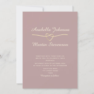 Convite de Casamento Minimalista em Dourado Rosa E