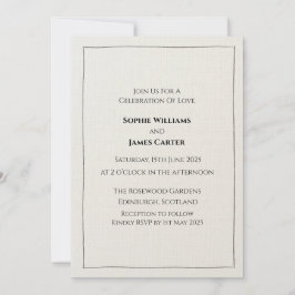 Convite de Casamento Minimalista em Linho Neutro