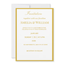 Convite de Casamento Minimalista em Ouro Branco El