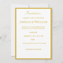 Convite de Casamento Minimalista em Ouro Branco El