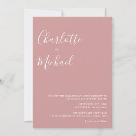 Convite de Casamento Minimalista em Rosa Po dusty 