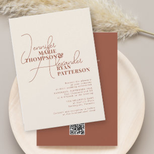 Convite de casamento minimalista em terracota terr