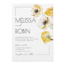 Convite de Casamento Minimalista Flor de Anêmona D