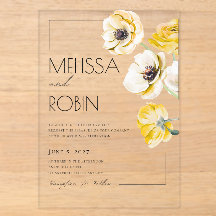 Convite de Casamento Minimalista Flor de Anêmona D