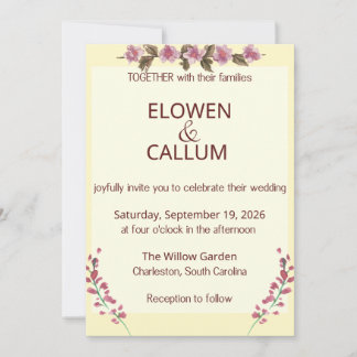 Convite de Casamento Minimalista Floral Botânico 