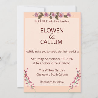 Convite de Casamento Minimalista Floral Botânico