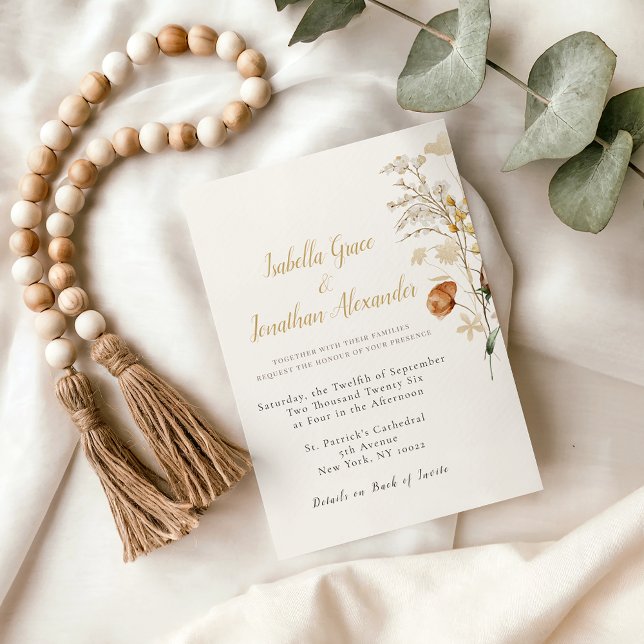 Convite de Casamento Minimalista Floral Rústico (Criador carregado)