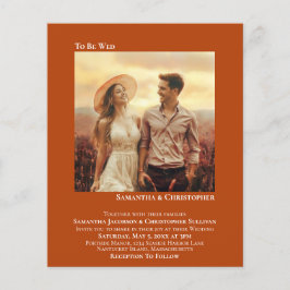 Convite de Casamento Minimalista Foto Laranja ORÇA