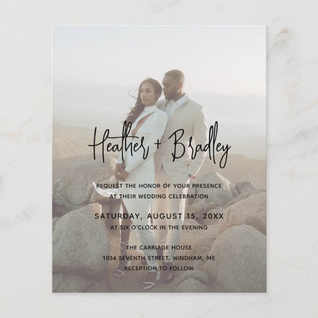 Convite de Casamento Minimalista Foto Moderno Orça (Frente)