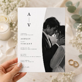 Convite de Casamento Minimalista Luxuoso com Monog