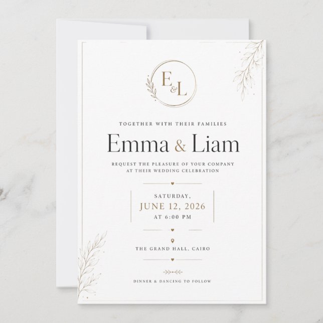 Convite de Casamento Minimalista Luxuoso – Dou Ele (Frente)