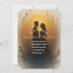 Convite de Casamento Minimalista Luxuoso em Ouro �