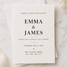 Convite de Casamento Minimalista Marfim Elegante