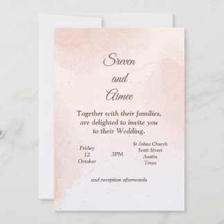 Convite de Casamento Minimalista, mármore rosa