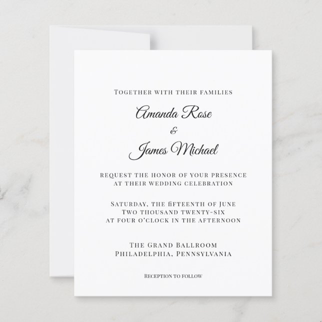 convite de casamento minimalista moderno (Frente)