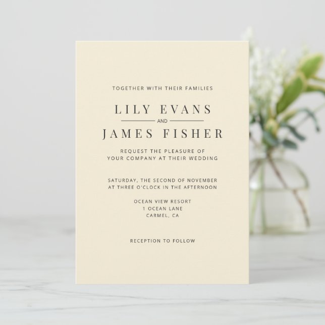 Convite de Casamento Minimalista Moderno (Em pé/Frente)