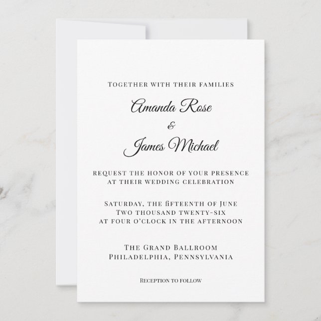 convite de casamento minimalista moderno (Frente)