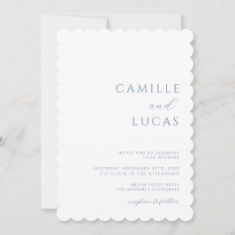 Convite de Casamento Minimalista Moderno Azul Desb